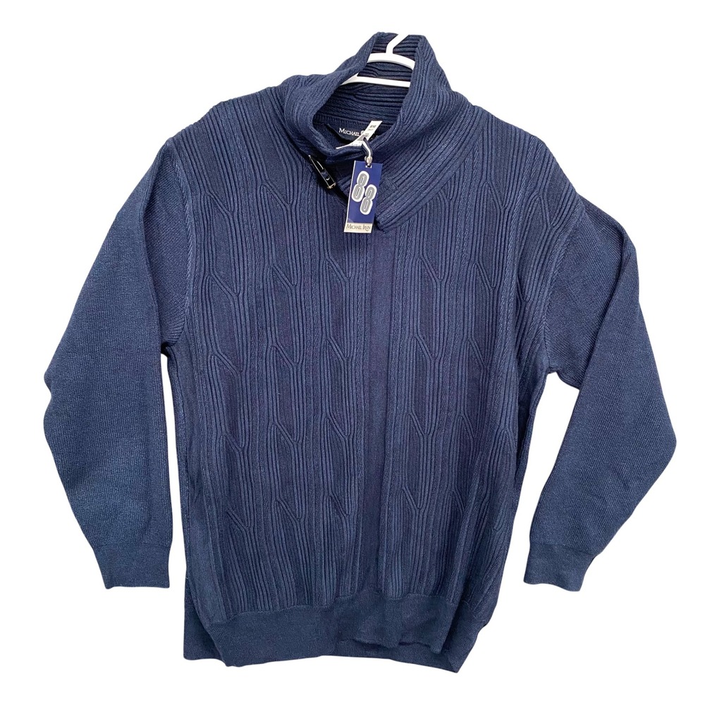 Michael Irvin 88 Men's 3X‎ Navy Blue Cable Knit Shawl Collar Sweater